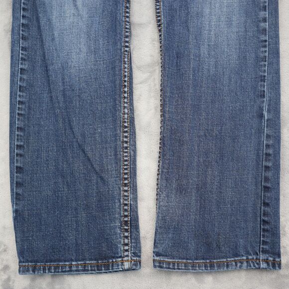 RS Pants Mens 32 Blue New York Slim Straight Mid Rise Zip Dark Wash Denim Jeans - Picture 15 of 16